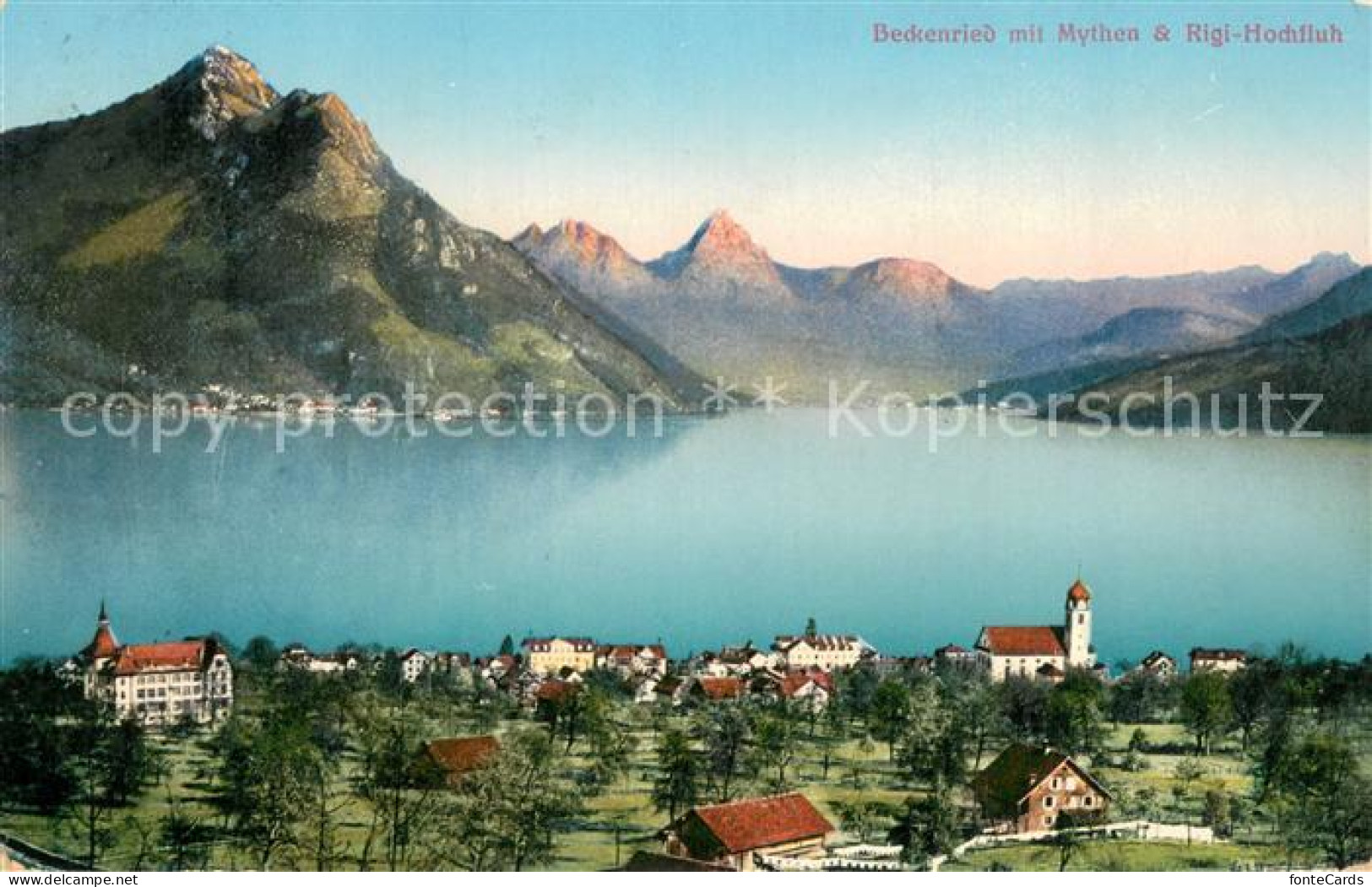 13735708 Beckenried Vierwaldstaettersee Mit Mythen Und Rigi Hochfluh  - Autres & Non Classés