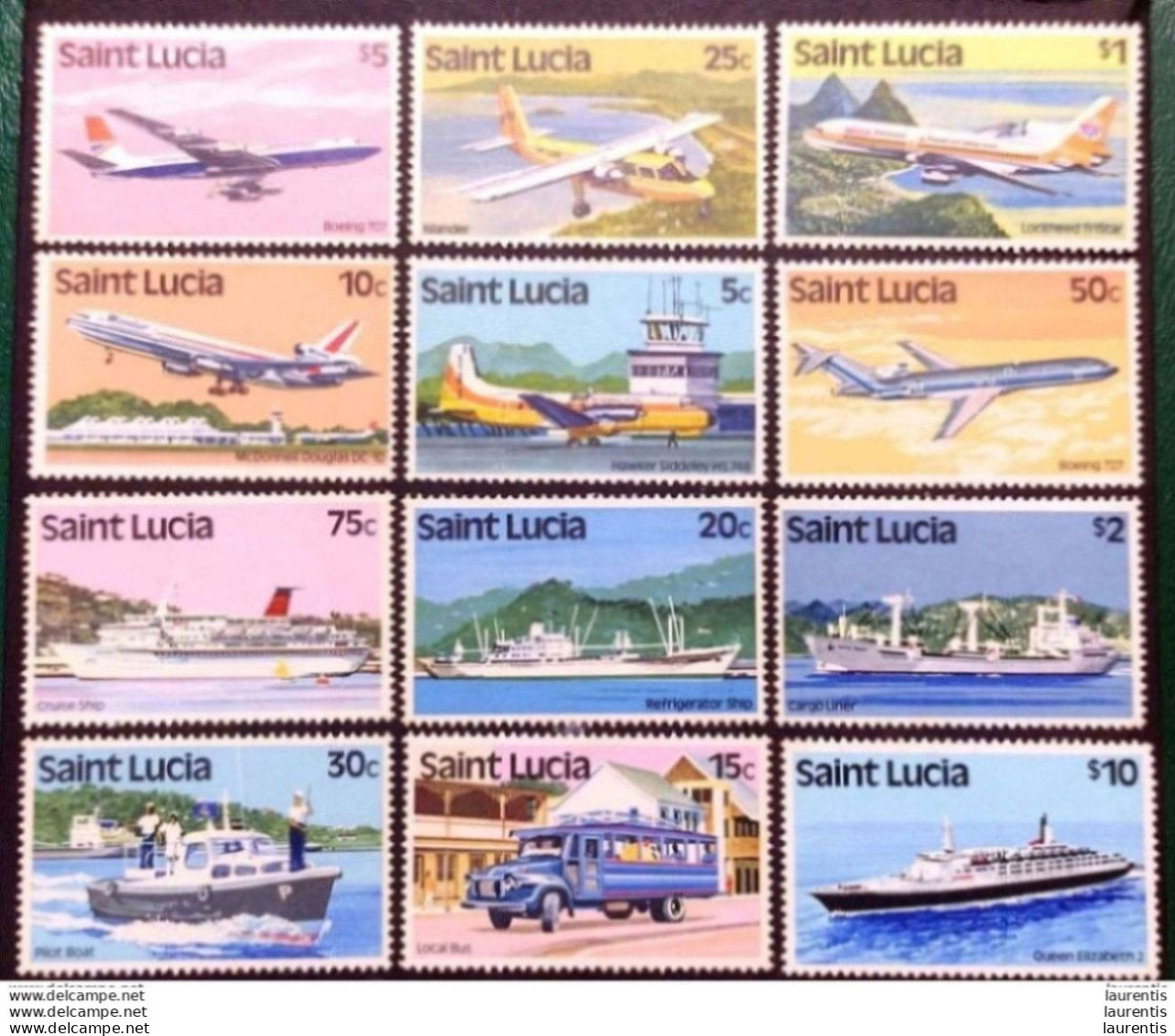 D630  Airplanes- Ships - Buses - St Lucía 1980 MNH - 7,50 (420-200).jpg - Aerei