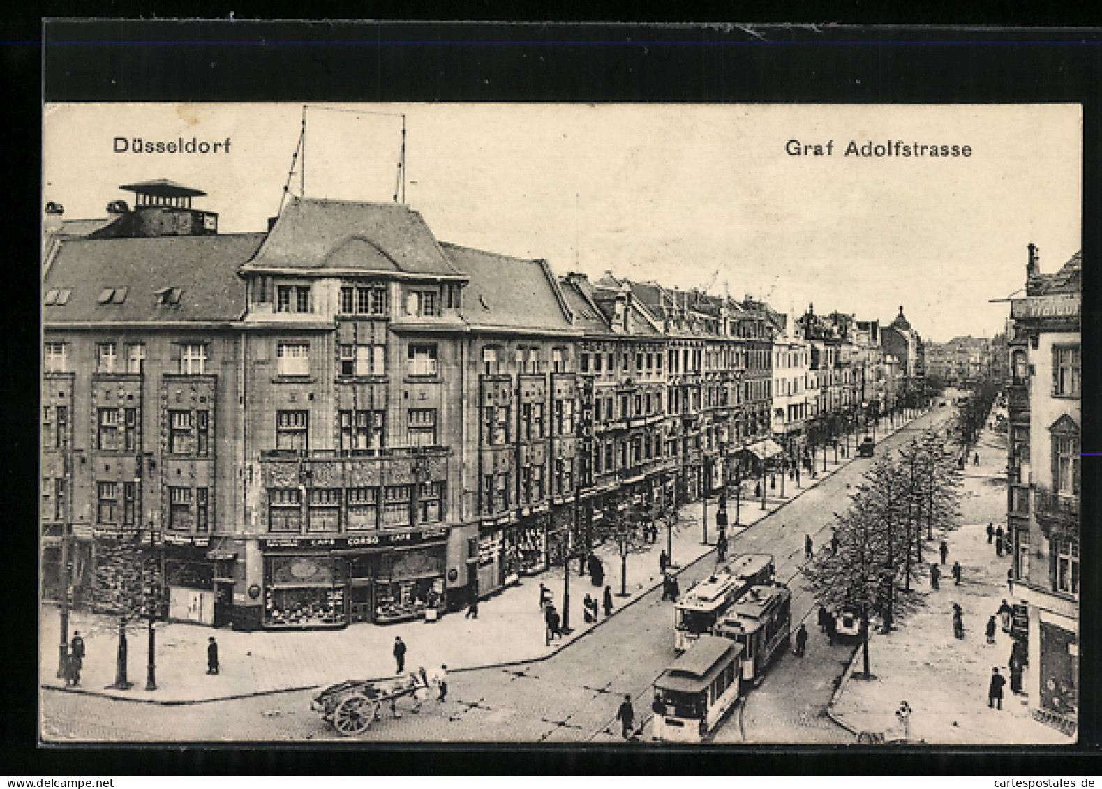 AK Düsseldorf, Graf Adolfstrasse Mit Strassenbahn  - Tramways