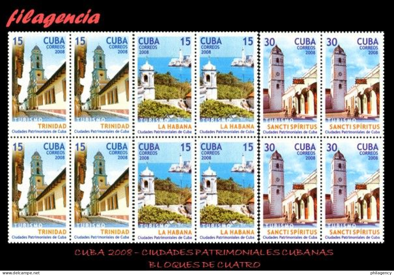 CUBA. BLOQUES DE CUATRO. 2008-11 TURISMO. CIUDADES PATRIMONIALES CUBANAS - Nuevos