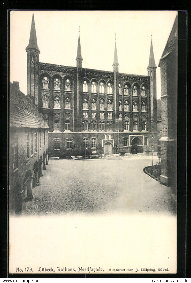 AK Lübeck, Rathaus, Nordfacade  - Lübeck