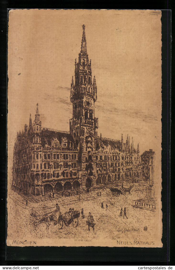 Künstler-AK München, Neues Rathaus  - Muenchen