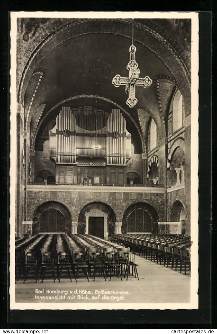 AK Bad Homburg, Erlöserkirche, Innenansicht Mit Blick Auf Die Orgel  - Bad Homburg