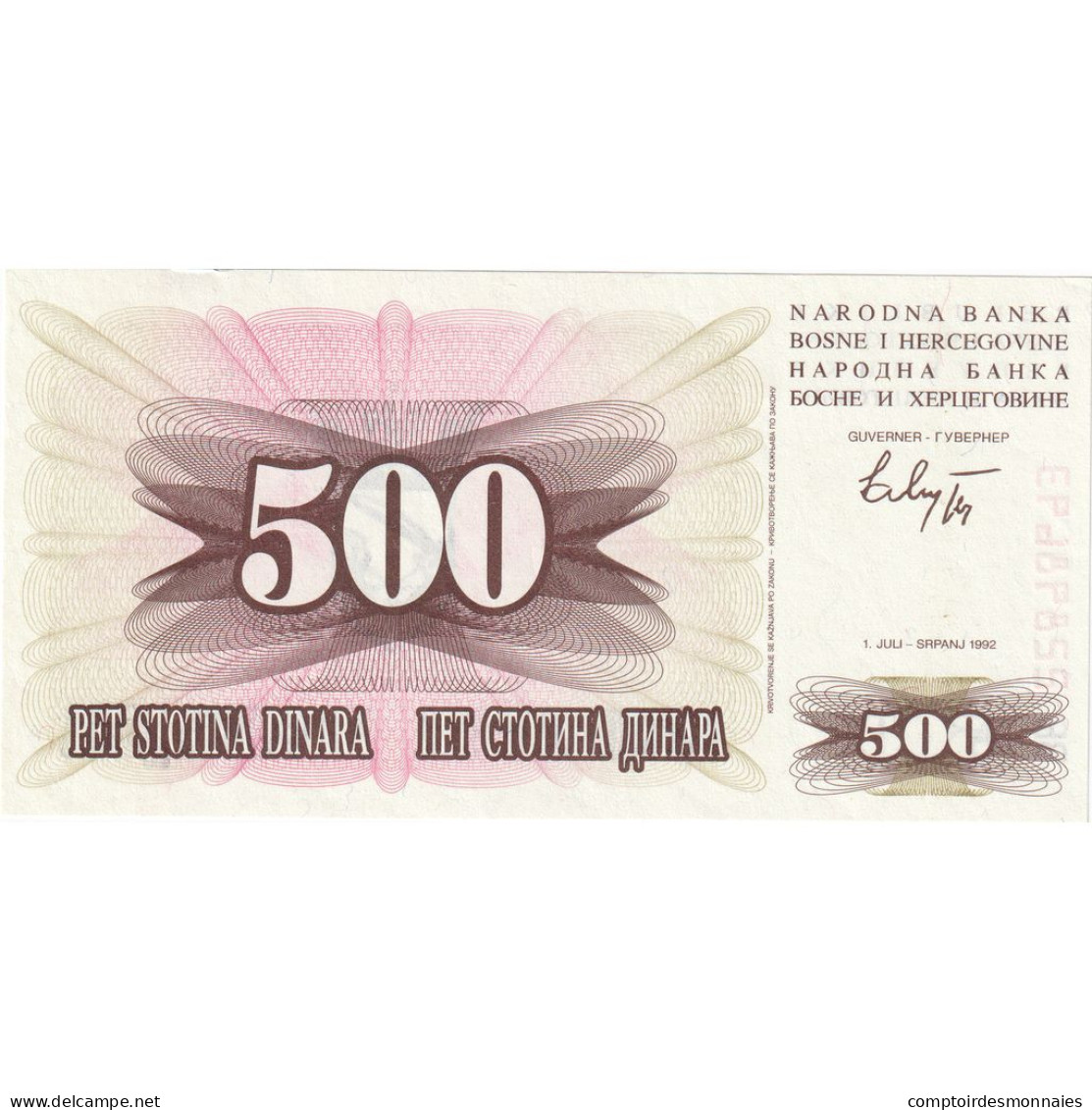 Bosnie-Herzégovine, 500 Dinara, 1992-07-01, KM:14A, NEUF - Bosnia And Herzegovina