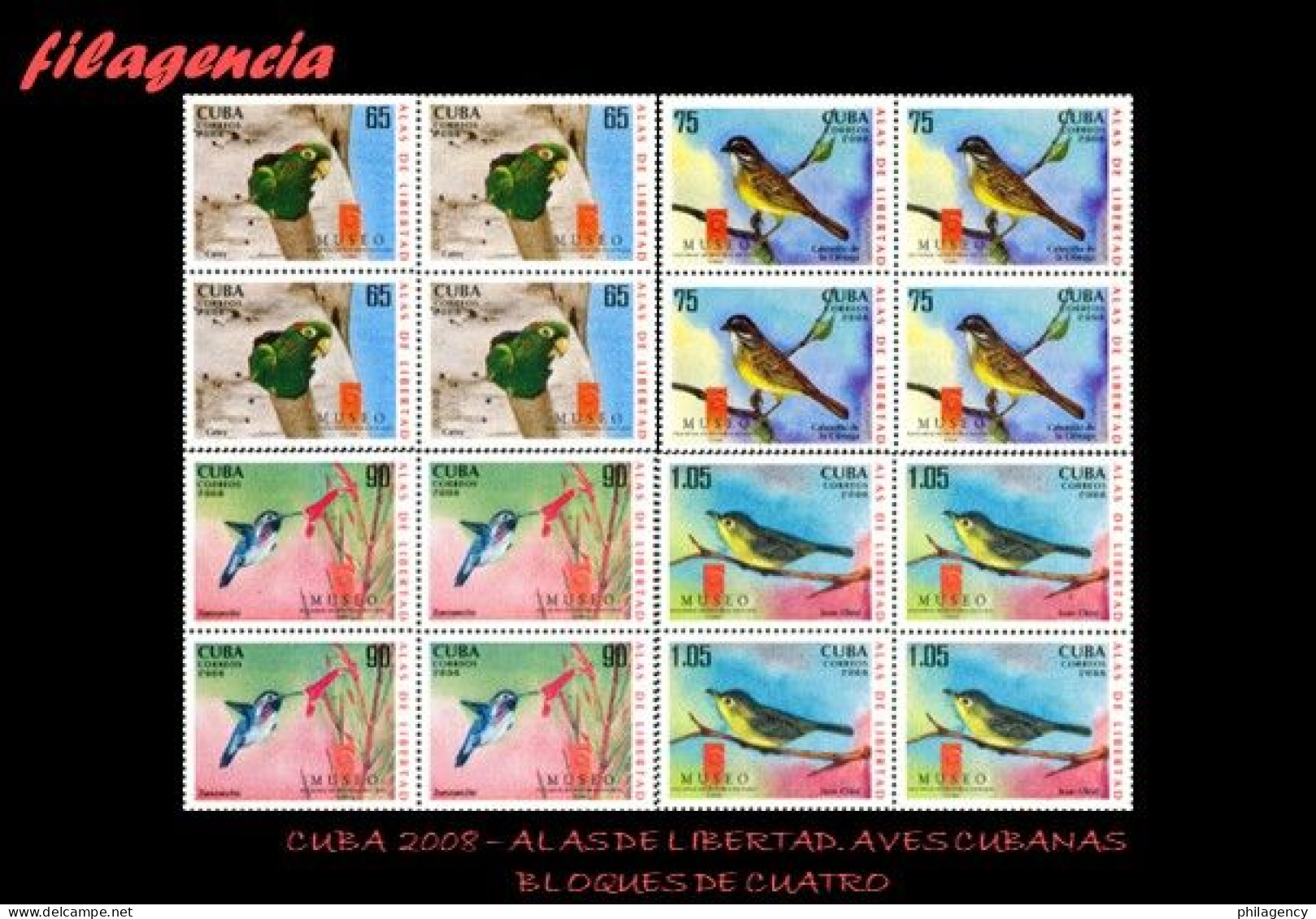 CUBA. BLOQUES DE CUATRO. 2008-15 ALAS DE LIBERTAD. AVES CUBANAS. PRIMERA SERIE - Unused Stamps