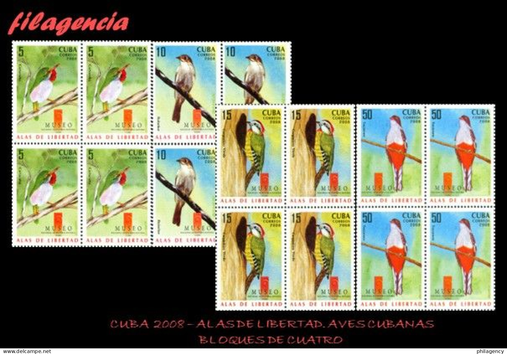 CUBA. BLOQUES DE CUATRO. 2008-15 ALAS DE LIBERTAD. AVES CUBANAS. PRIMERA SERIE - Unused Stamps