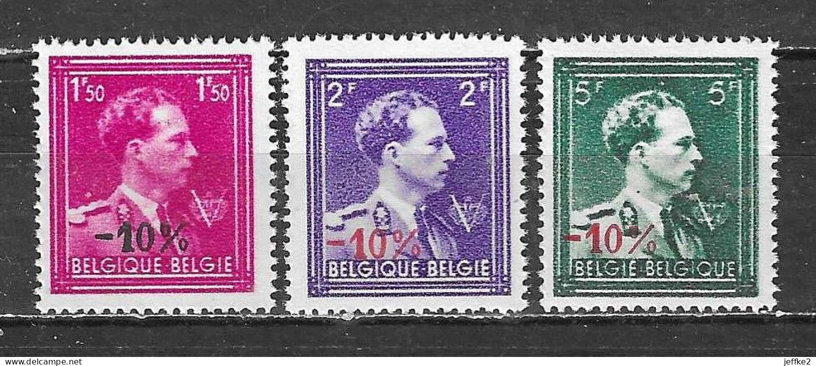 724R/T**  Leopold III Col Ouvert Surchargé -10% - Série Complète - MNH** - Vendu à 10% Du COB!!!! - 1946 -10 %