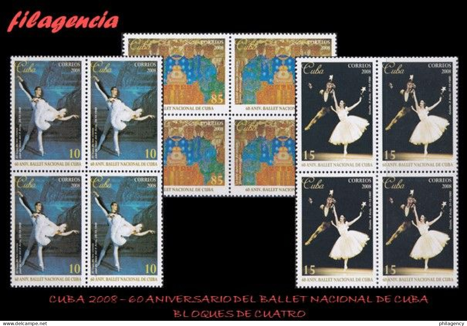 CUBA. BLOQUES DE CUATRO. 2008-29 60 ANIVERSARIO DEL BALLET NACIONAL DE CUBA - Unused Stamps
