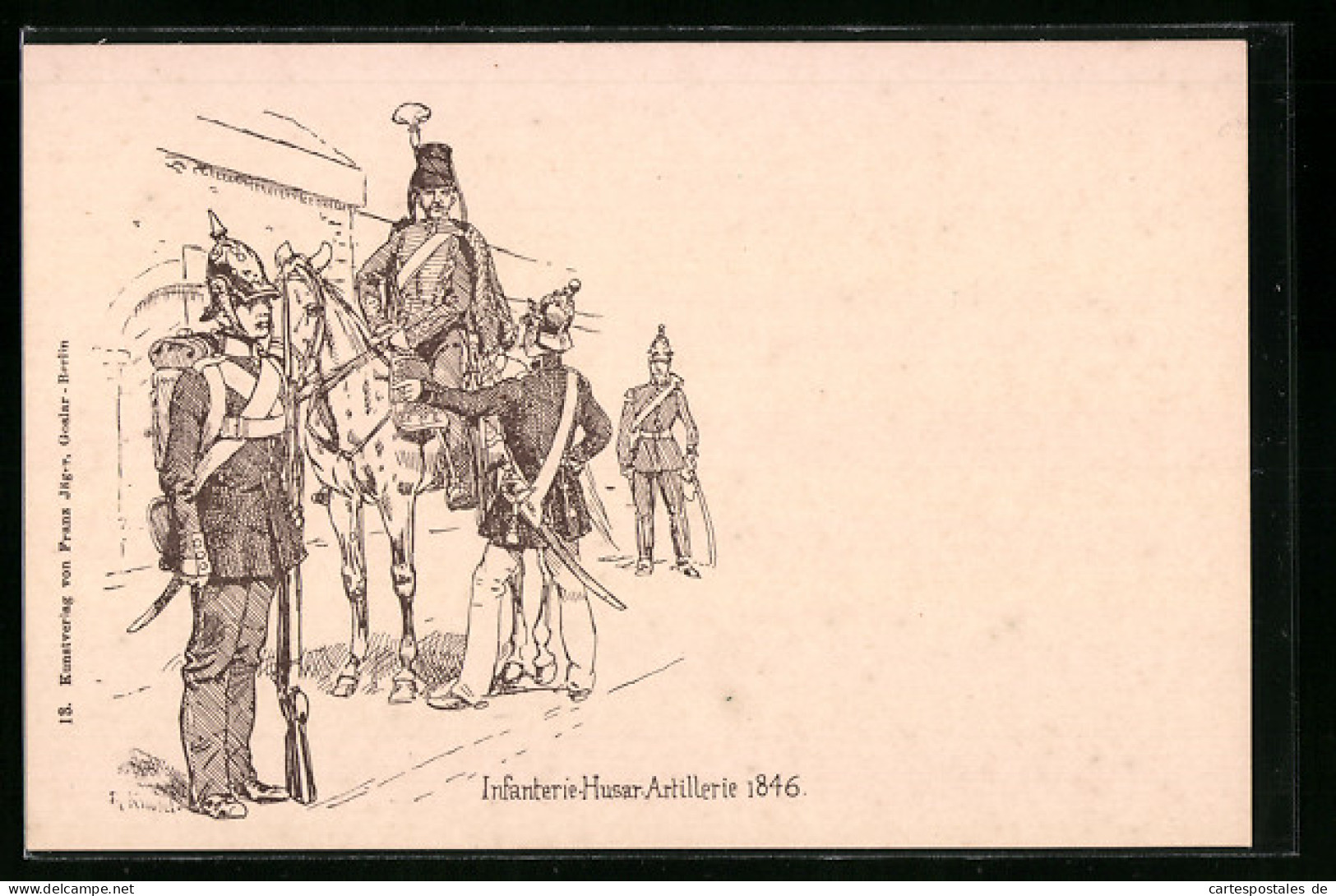 Künstler-AK Richard Knoetel: Infanterie, Husar, Artillerie 1846  - Knötel, R.