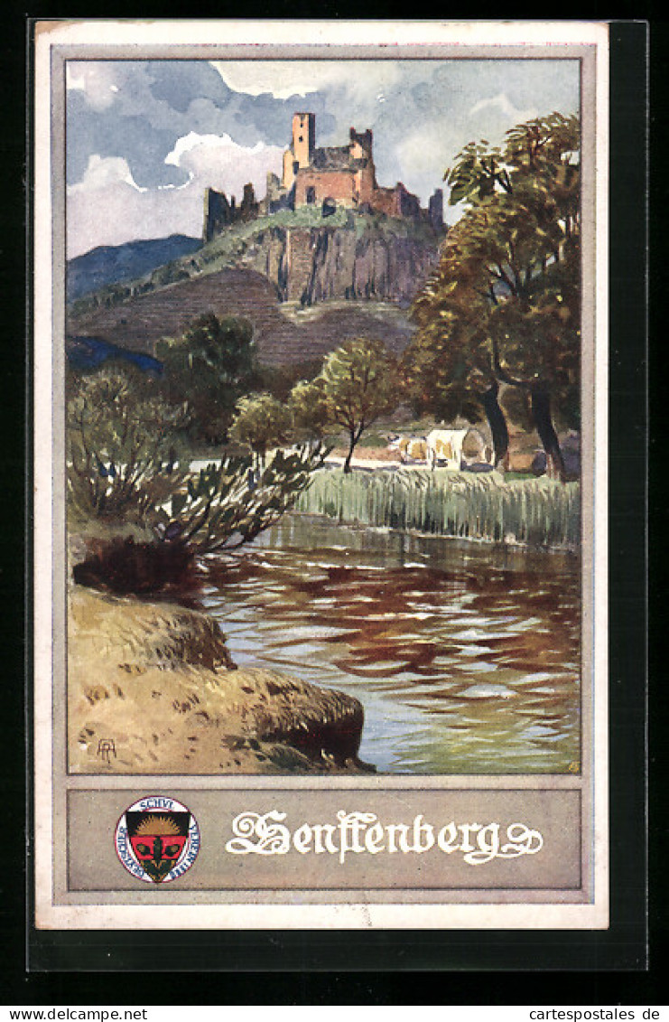 Künstler-AK Deutscher Schulverein Nr. 176: Senftenberg, Am Flussufer Mit Blick Zur Burg  - War 1914-18