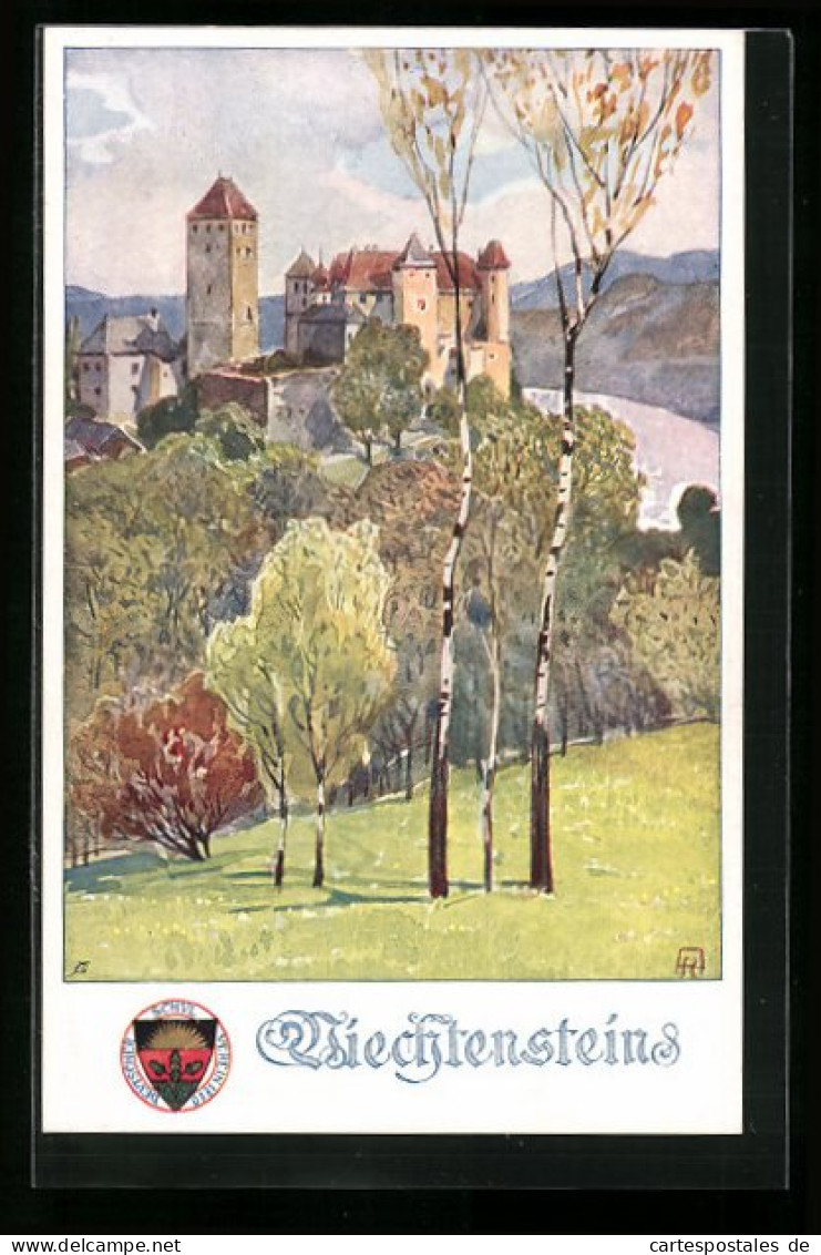 Künstler-AK Deutscher Schulverein Nr. 296: Burg Viechtenstein, Gesamtansicht Mit Blick Auf Den Fluss Ins Tal  - War 1914-18