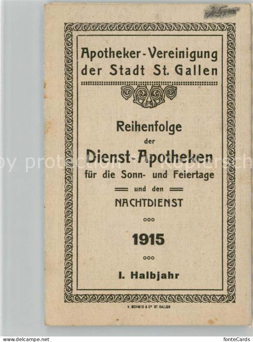 13733063 St Gallen SG Bekanntgabe Der Dienst-Apotheken Fuer Sonn Und Feiertage S - Andere & Zonder Classificatie