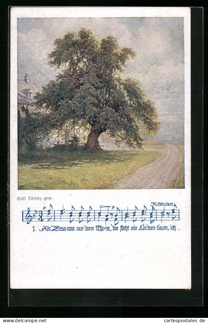 AK Deutscher Schulverein Nr. 904: Alter Baum Am Feldweg, Noten- Und Textzeile  - Guerre 1914-18