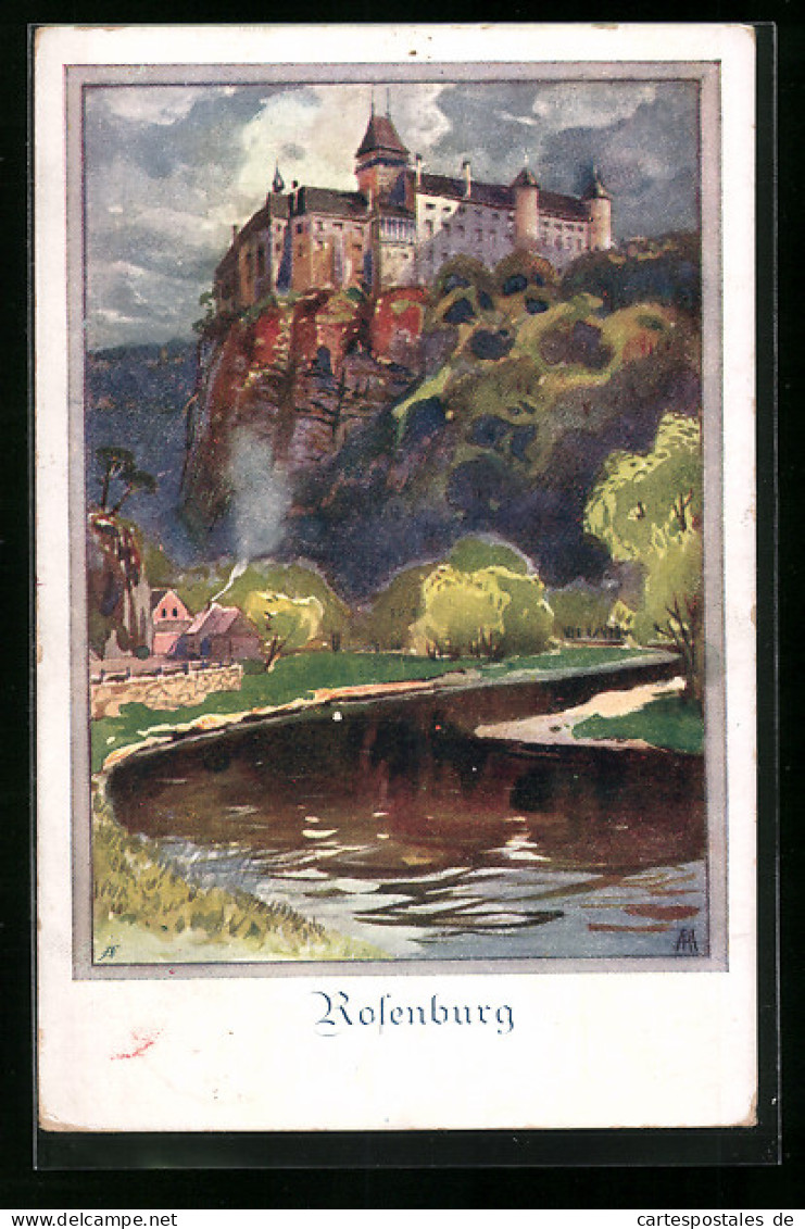 Künstler-AK Rosenburg, Blick Auf Schloss Rosenburg, Deutscher Schulverein  - Weltkrieg 1914-18