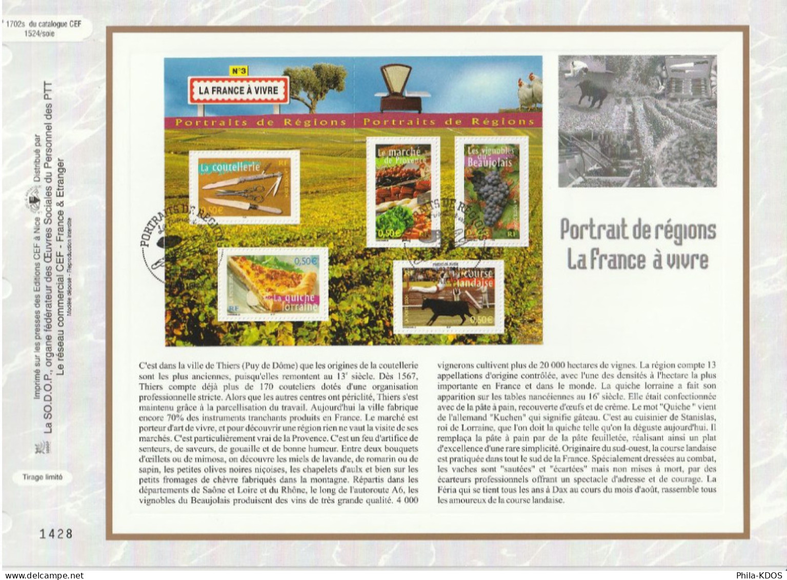 " PORTRAITS DE REGIONS 2004 : LA FRANCE A VOIR " Sur 2 Feuillets CEF Sur Soie N° YT BF 77. Parf état FDC à Saisir - 2000-2009