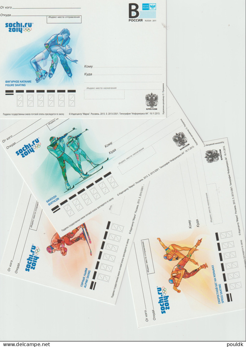 Olympic Games In Sochi 2014 - Four Mint Postal Stationaries From Russia. Postal Weight 0,049 Kg. Please Read Sales - Invierno 2014: Sotchi