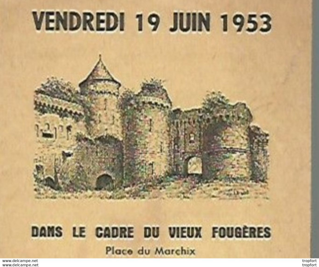 XJ // Vintage // Old French Theater Program // Programme Théâtre FOUGERES 1953 Leo Delibes Jeux Concert - Programmi