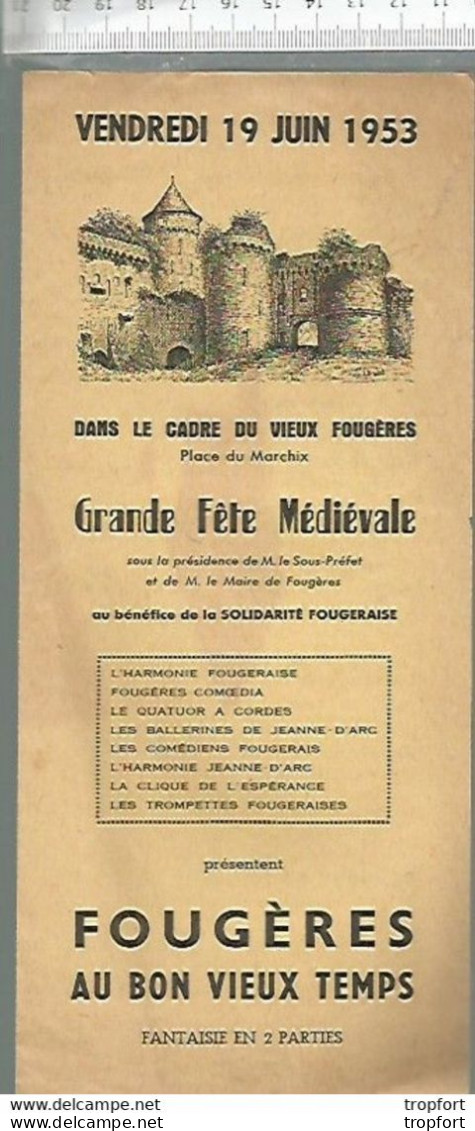 XJ // Vintage // Old French Theater Program // Programme Théâtre FOUGERES 1953 Leo Delibes Jeux Concert - Programma's