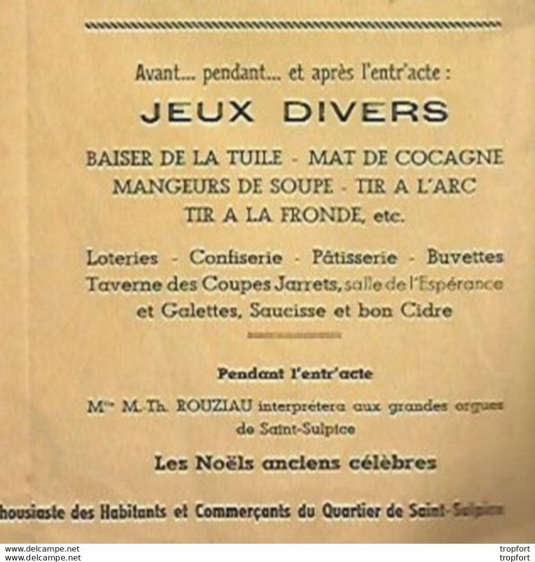 XJ // Vintage // Old French Theater Program // Programme Théâtre FOUGERES 1953 Leo Delibes Jeux Concert - Programme