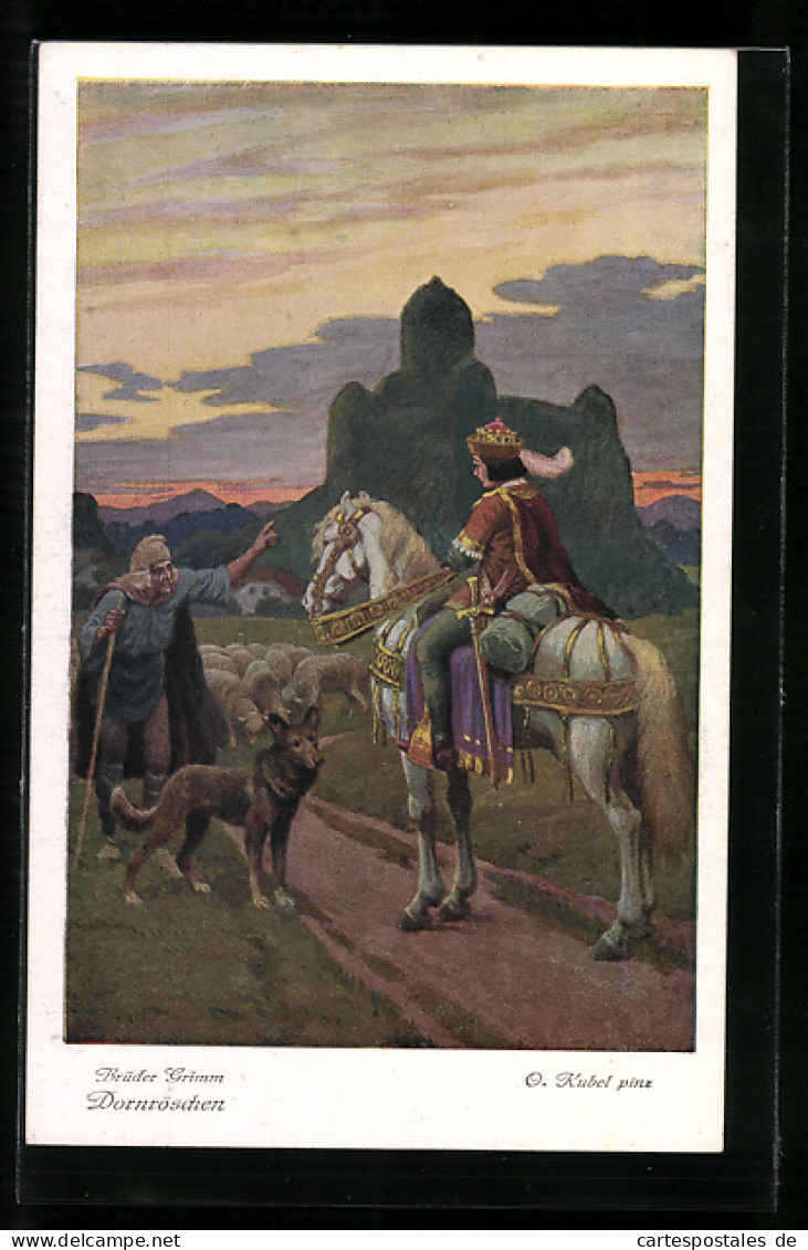 Künstler-AK Otto Kubel: Brüder Grimm, Dornröschen, Rings Um Das Schloss Wuchs Eine Hohe Dornenhecke..., Märchen  - Cuentos, Fabulas Y Leyendas