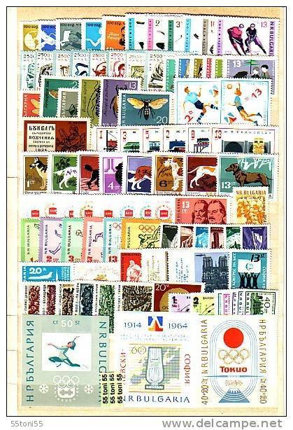 1964 Compl. -MNH ** (Yv.-1222/1302+P.A.102/109+3 BF 12/14) Bulgarie/ Bulgaria - Años Completos