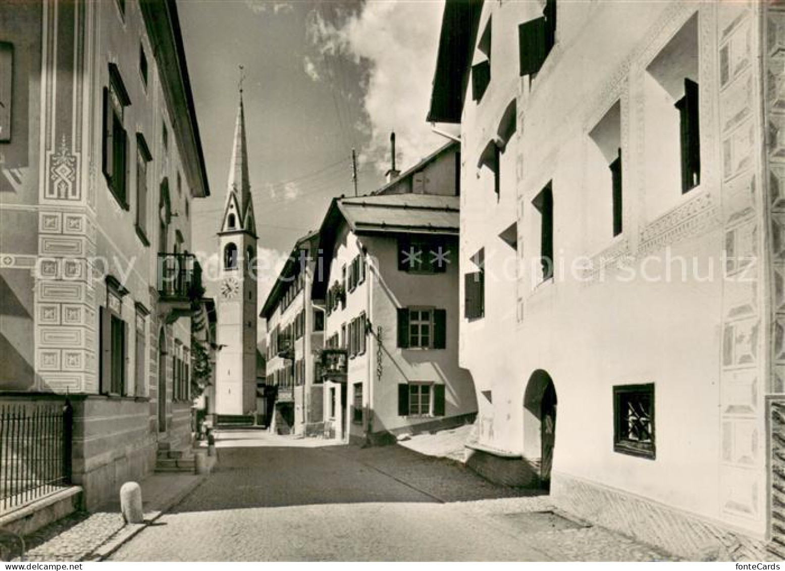 13729418 S-chanf GR Dorfgasse Mit Kirche  - Andere & Zonder Classificatie