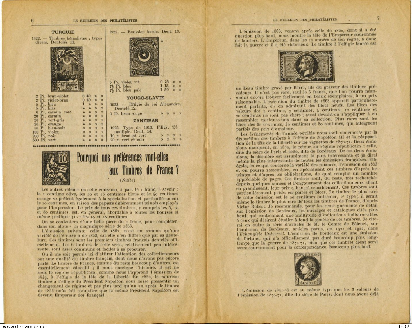 5C SEMEUSE 1923 PARIS BULLETIN DES PHILATELISTES N°23 DE FEVRIER 1923 NUMEROTEES HORS COUVERTURE 1 A 16 SUPERBE SCANS - 1921-1960: Période Moderne