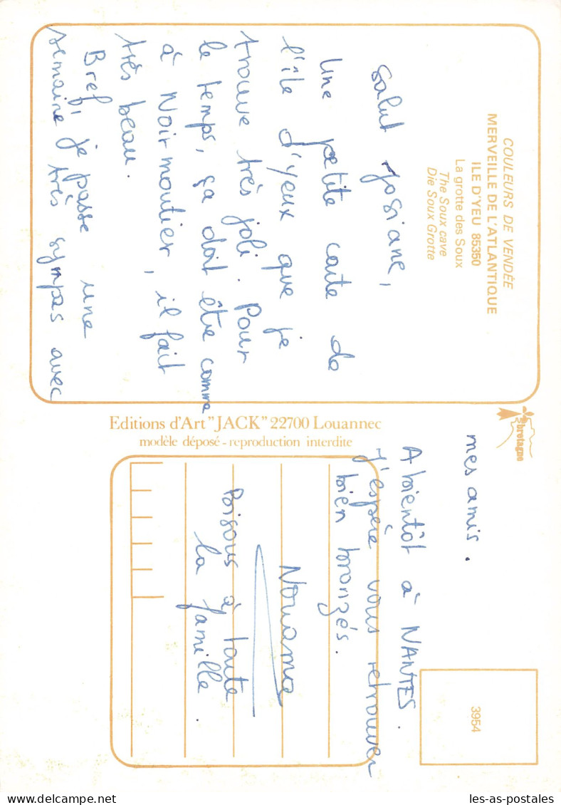 85 L ILE D YEU LA GROTTE DES SOUX - Ile D'Yeu