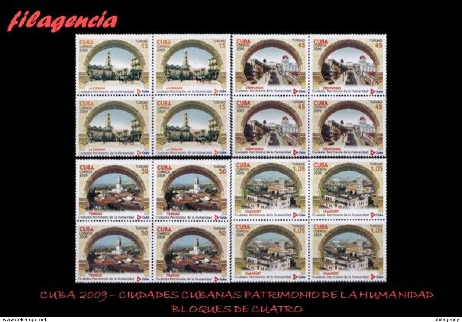 CUBA. BLOQUES DE CUATRO. 2009-16 TURISMO. CIUDADES CUBANAS PATRIMONIO DE LA HUMANIDAD - Unused Stamps