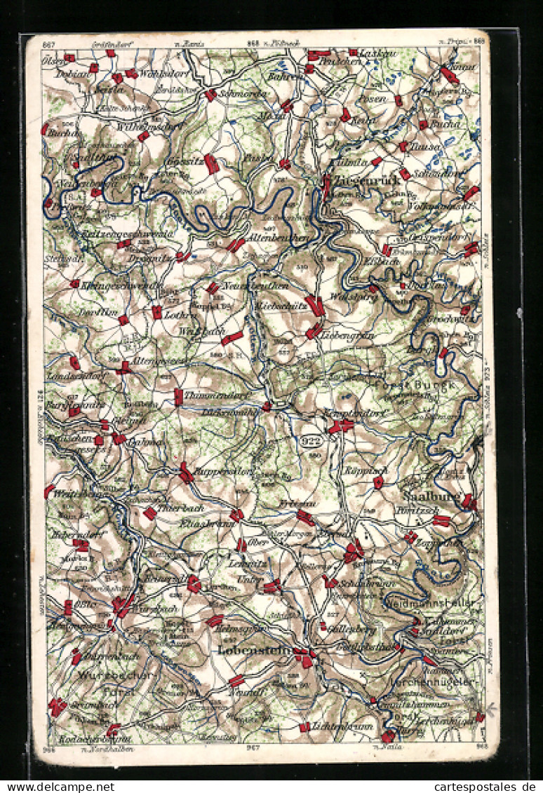 AK Lobenstein, Wona-Landkarte  - Carte Geografiche