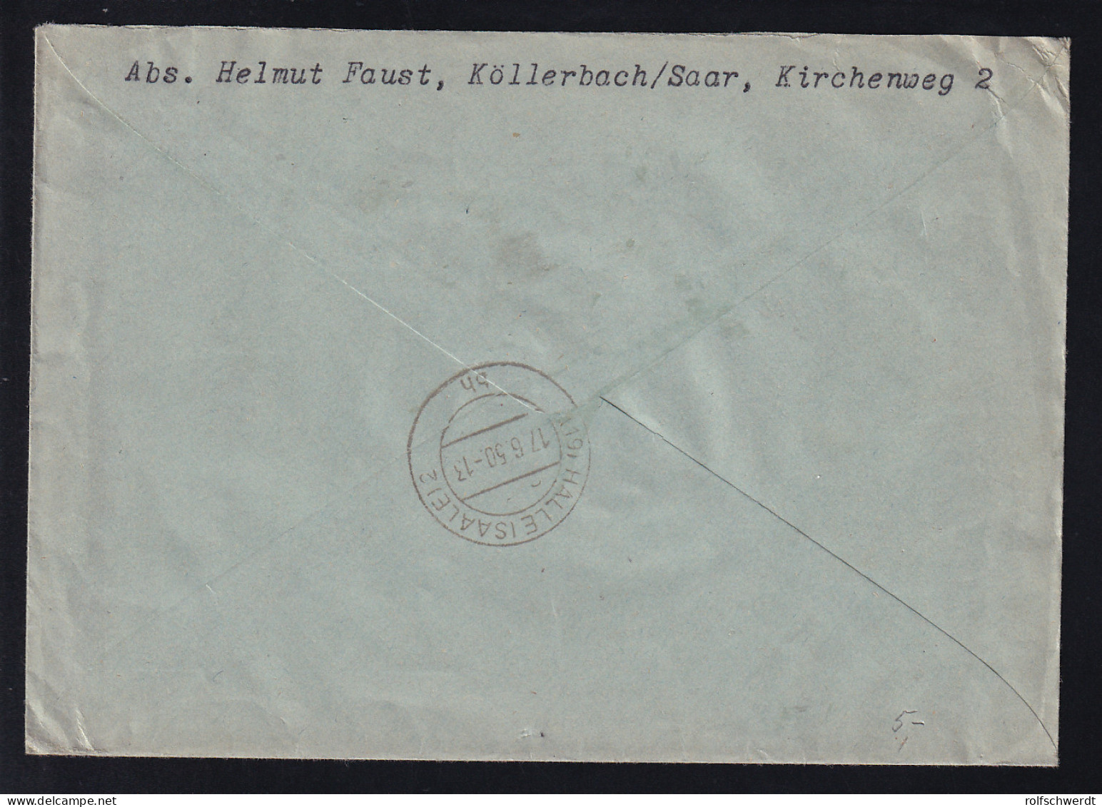 Freimarke 4 Fr., 6 Fr. Und 50Fr,. Auf R-Brief Ab Köllerbach über Völklingen (Saar) 12.6.50  - Autres & Non Classés