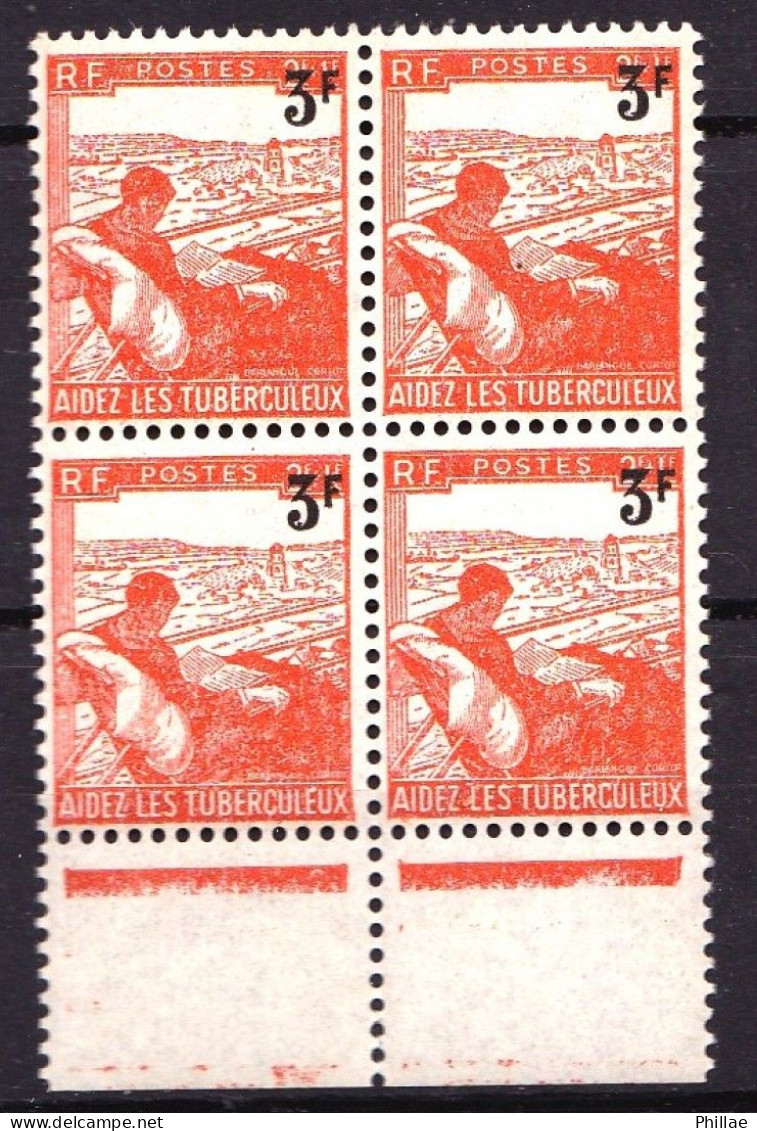 750 - Tuberculose Surchargé - Bloc De 4 - BDF - Neuf N** - TB - Unused Stamps