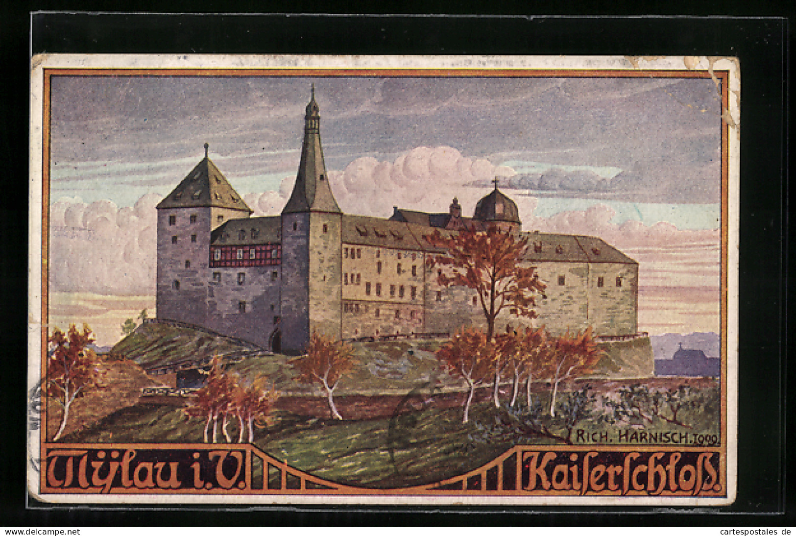 AK Mylau, Panorama M. Kaiserschloss  - Mylau