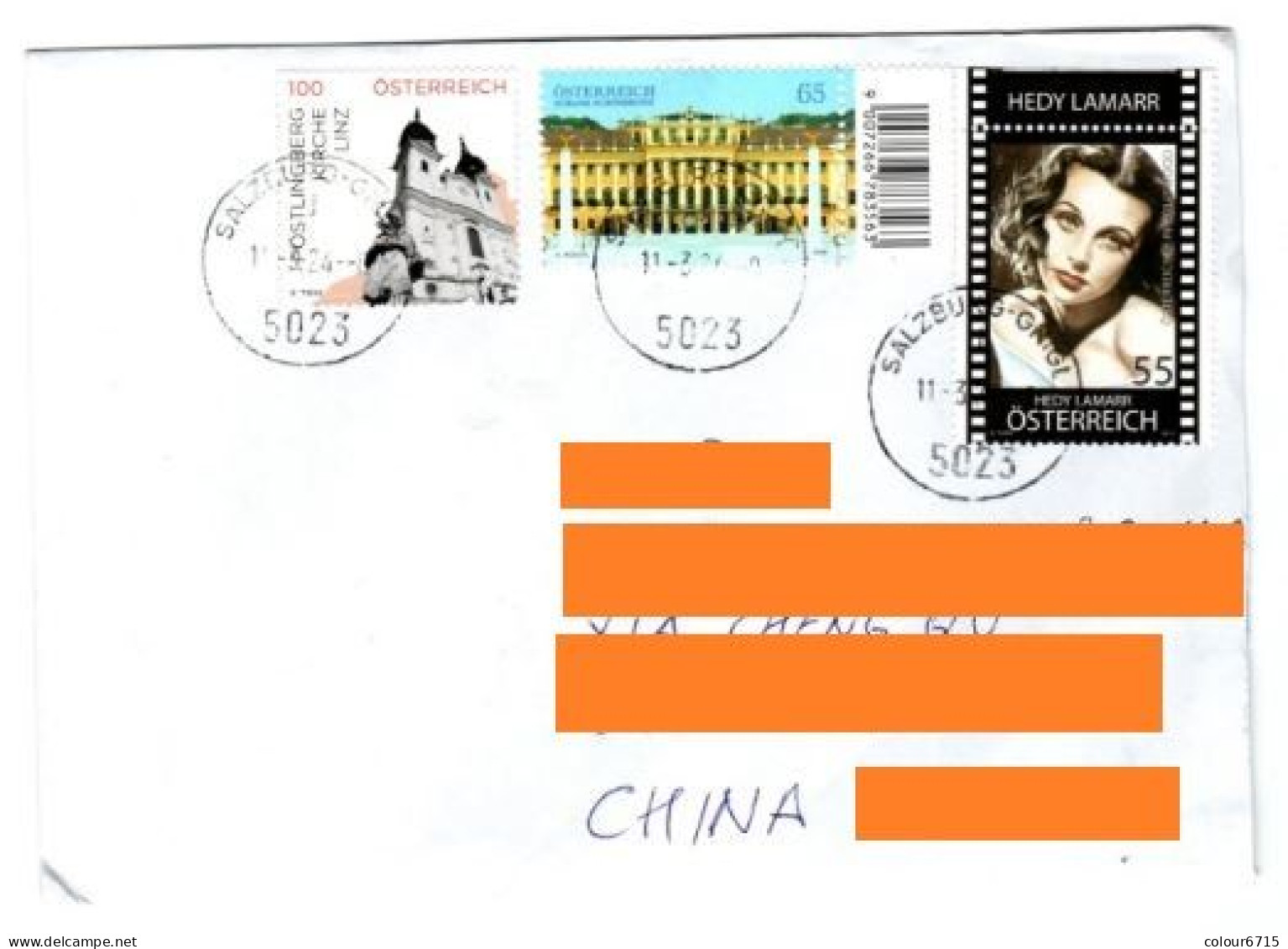 Austria Air Mail To China — 2009 Schloss Schonbrunn & 2011 Hedy Lamarr Etc. Stamps 3v - Cartas & Documentos