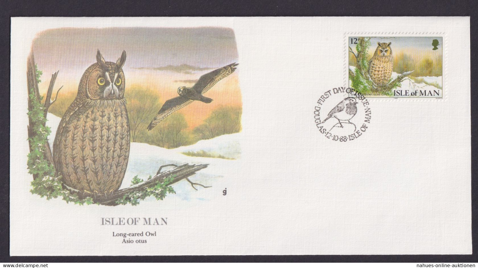 Ile Of Man Fauna Tiere Vögel WWaldohreule Schöner Künstler Brief - Isle Of Man