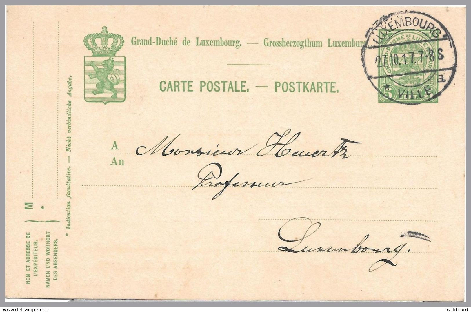 LUXEMBOURG - 1914-1918 Luxembourg State Fruit & Horticulture Assn. Meeting Notices - On 5 Printed Back Postal Cards