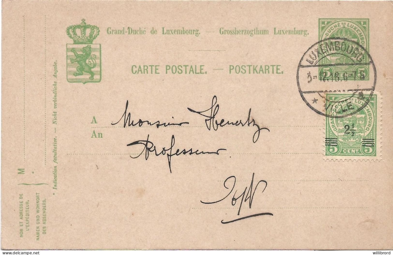 LUXEMBOURG - 1914-1918 Luxembourg State Fruit & Horticulture Assn. Meeting Notices - On 5 Printed Back Postal Cards