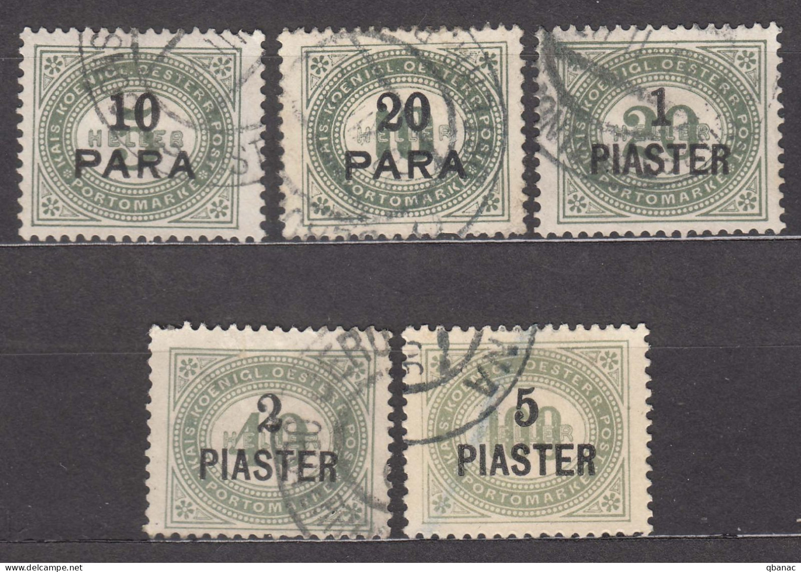 Austria Post Offices Levant 1902 Porto Mi#1-5 Used - Gebraucht