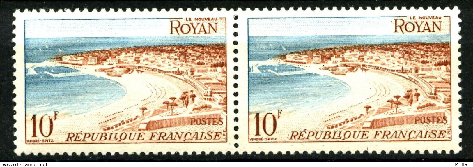 978 - 10F Royan - Variété "O Ouvert" - En Paire Avec Normal - Neuf N* - TB - Unused Stamps