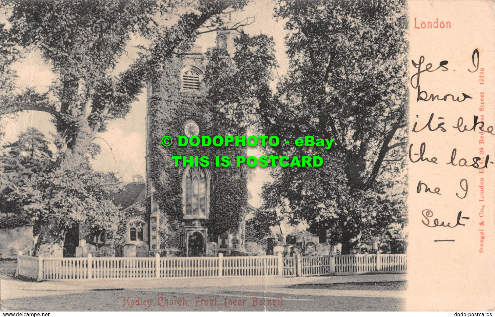 R511127 London. Hadley Church. Front Near Barnet. Stengel. 19736. 1904 - Other & Unclassified