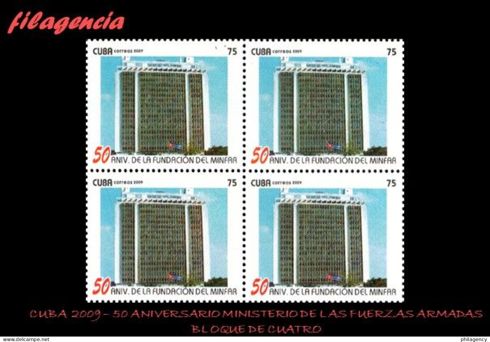 CUBA. BLOQUES DE CUATRO. 2009-34 50 ANIVERSARIO DEL MINISTERIO DE LAS FUERZAS ARMADAS - Nuevos