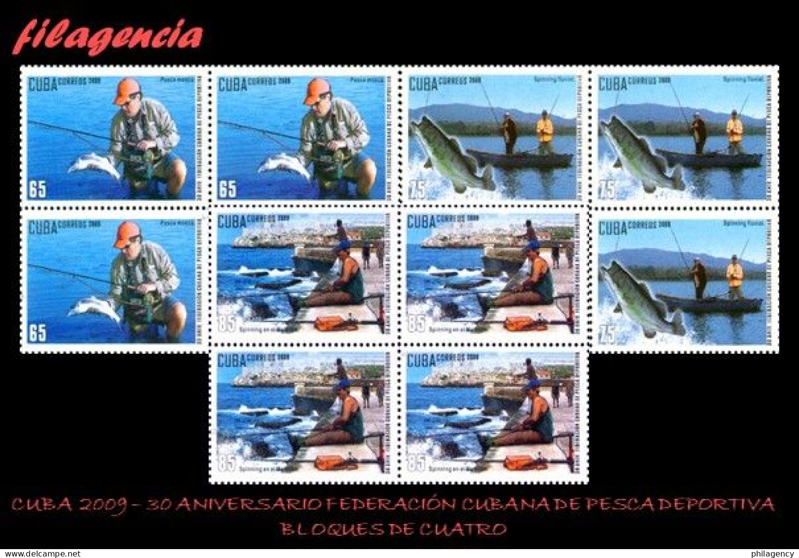 CUBA. BLOQUES DE CUATRO. 2009-37 30 ANIVERSARIO DE LA FEDERACIÓN DE PESCA DEPORTIVA - Unused Stamps