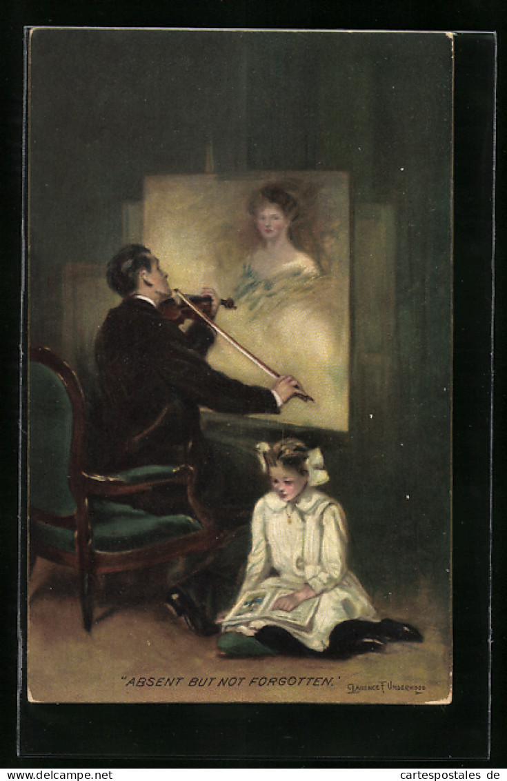 Künstler-AK Clarence F. Underwood: Mann Spielt Seiner Liebsten Ein Ständchen Auf Der Geige  - Underwood, Clarence F.