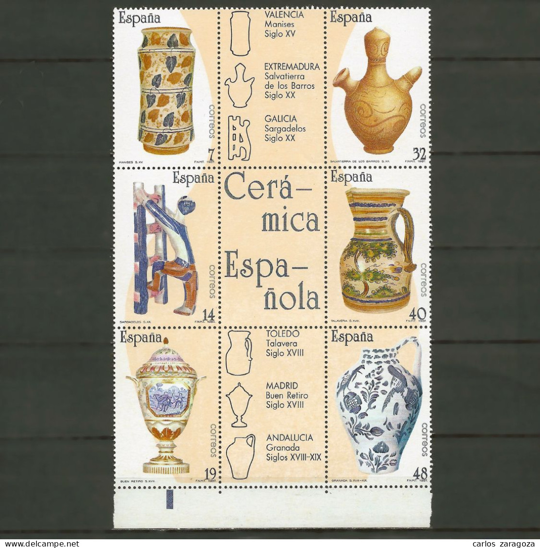 ESPAÑA 1987—ARTESANÍA ** 2891/2896, YT 2506/2511, Mi 2771/2776, Sc 2513. Bloque - Unused Stamps