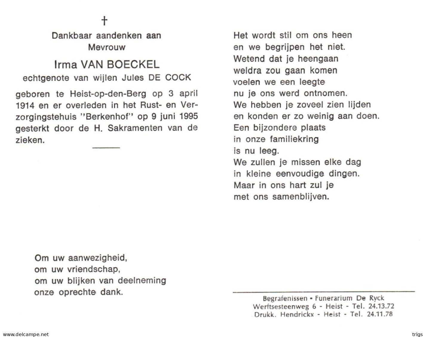 Irma Van Boeckel (1914-1995) - Santini