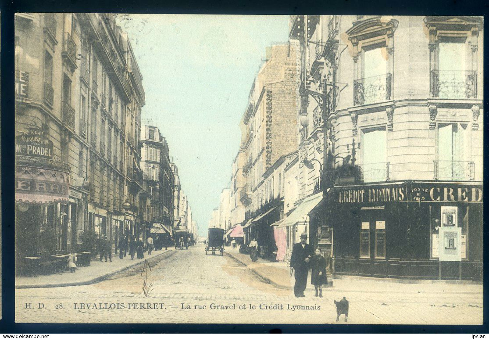 Cpa Du 92 Levallois Perret -- La Rue Gravel Et Le Crédit Lyonnais  STEP185 - Levallois Perret