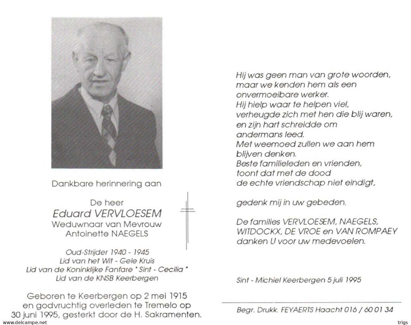 Eduard Vervloesem (1915-1995) ~ Oudstrijder (1940-1945) - Santini