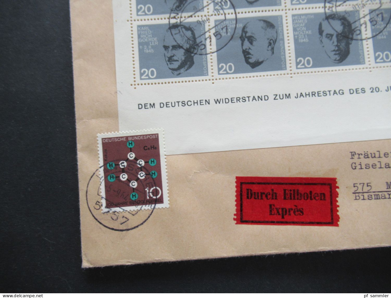 BRD 1964 Block 3 Widerstandskämpfer MiF Einschreiben Durch Eilboten Express Beleg Langscheide (Ruhr) - Menden Gesendet - Covers & Documents