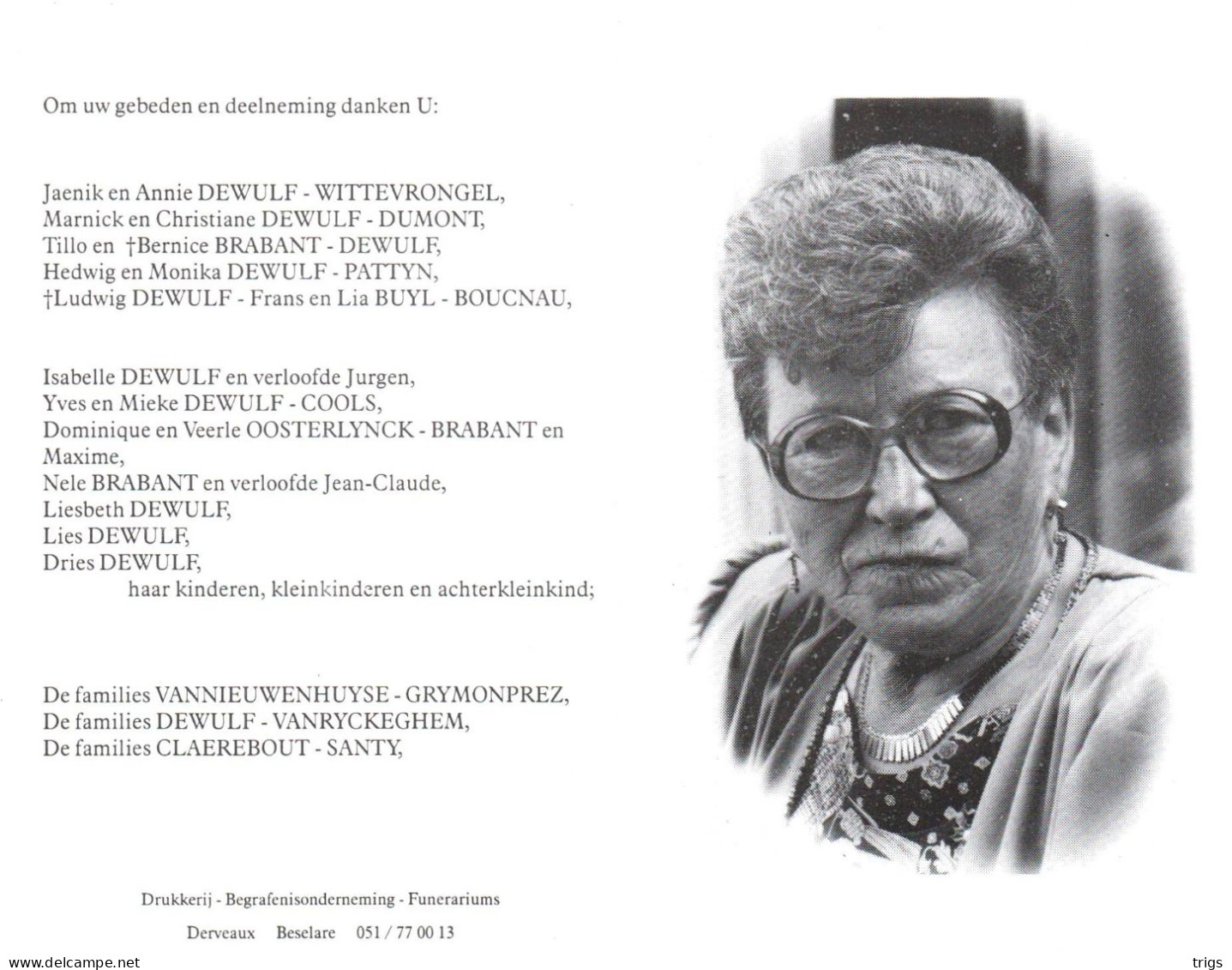 Germana Julia Vannieuwenhuyse (1919-1995) - Devotieprenten