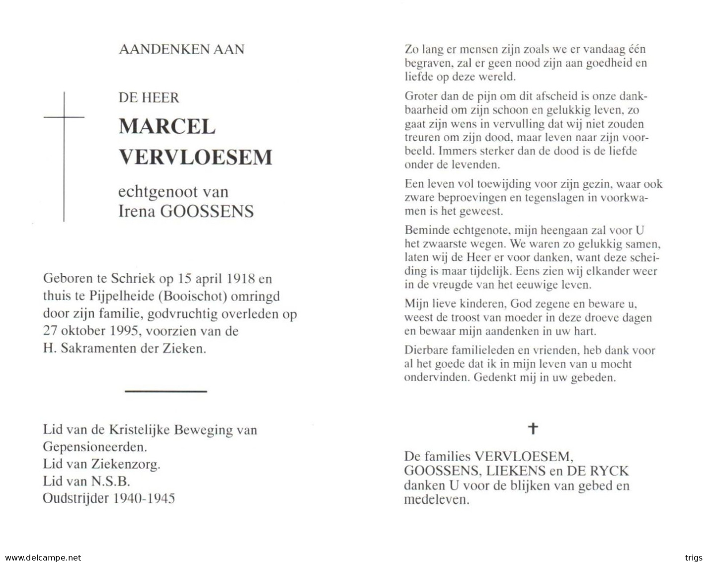 Marcel Vervloesem (1918-1995) - Devotieprenten